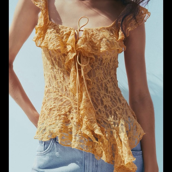 Zara | Tops | Nwt Zara Lace Ruffle Top | Poshmark